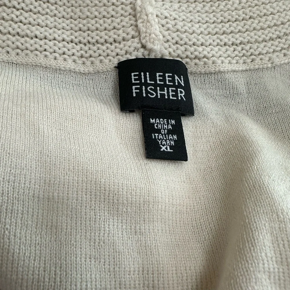 Eileen Fisher Long Cardigan Open-Front Long Sleeves Merino Wool Ivory Size XL - Picture 9 of 9